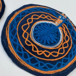 Blue & Orange Hand Embroidered Coaster
