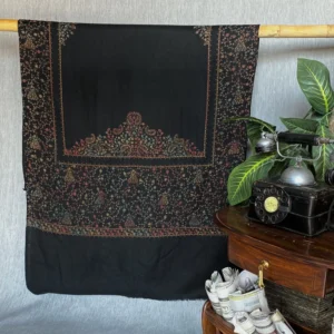 Handwoven black cashmere scarf